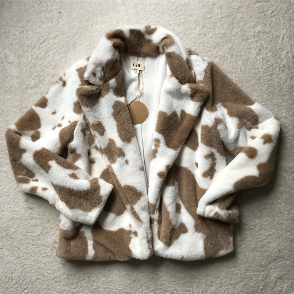 BiBi Cow Print Soft Open Jacket - Picture 1 of 10